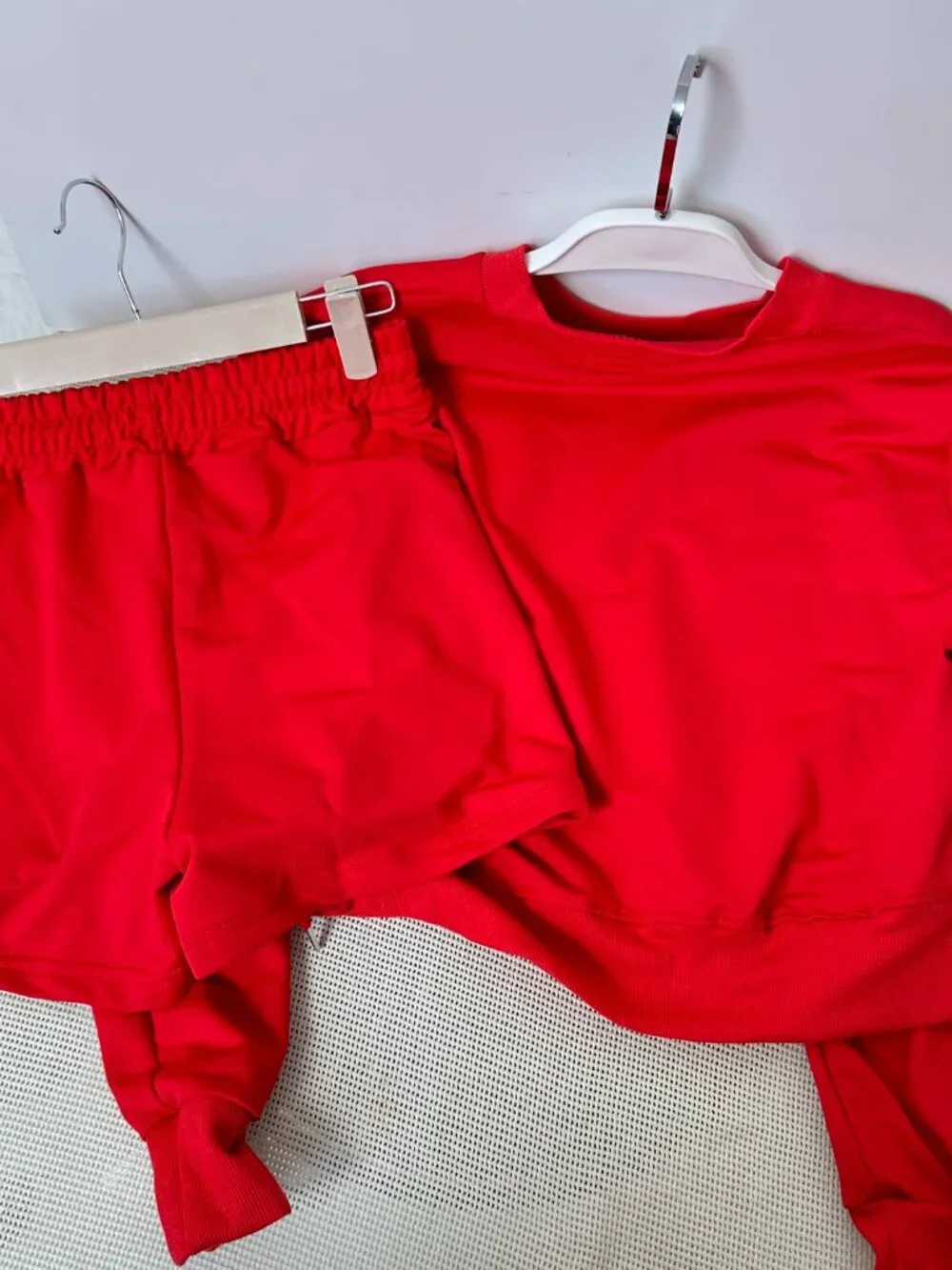 ALO Red Long-Sleeve Top and Shorts Set — Size M